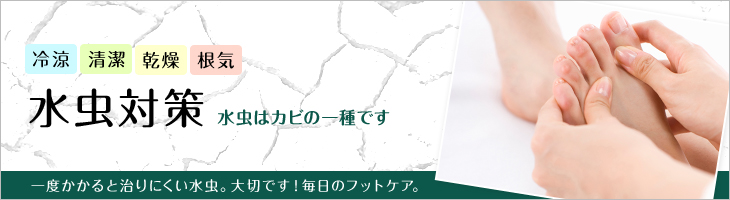 水虫対策　水虫はカビの一種です